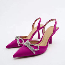 Summer New Women's Shoes Blue Rhinestone Bow High Heel Fine Heel Baotou Sandals Women's Large Size