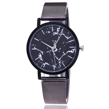 Vansvar fashion brand silver and gold mesh band creative marble display wrist watch