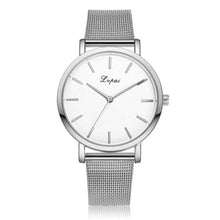 Vansvar fashion brand silver and gold mesh band creative marble display wrist watch