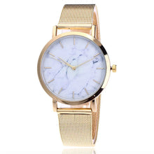 Vansvar fashion brand silver and gold mesh band creative marble display wrist watch