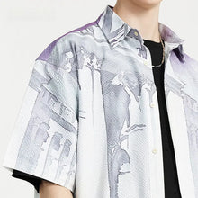 Watercolor Seersucker Art Shirt 2024 Spring And Summer New Street Fashion Brand Loose Men's Short Sleeve
