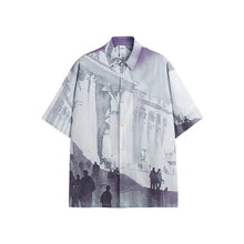 Watercolor Seersucker Art Shirt 2024 Spring And Summer New Street Fashion Brand Loose Men's Short Sleeve