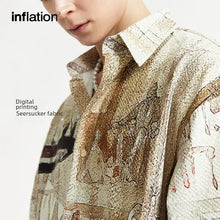 Watercolor Seersucker Shirt 2024 Spring And Summer New Street Fashion Brand Loose Men's Short Sleeve Shirt