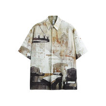 Watercolor Seersucker Shirt 2024 Spring And Summer New Street Fashion Brand Loose Men's Short Sleeve Shirt