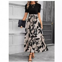 Women's Spring And Summer Clothes Explosions Flower Printing Crewneck Dress Elegant Dress