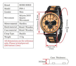 Wooden Men Watches Relogio Masculino Top Brand Luxury Stylish Chronograph Military Watch A Great Gift